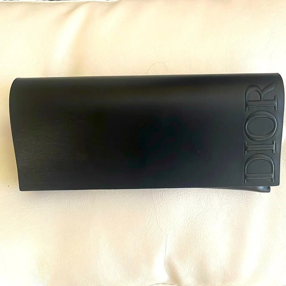 Dior Black Embossed Leather Sunglasses Case - Picture 2 of 4